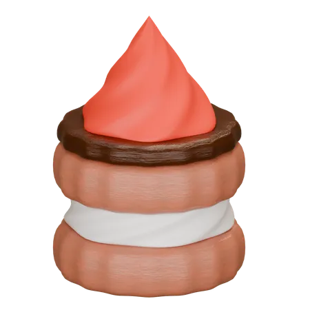 Mini bolo de morango  3D Icon