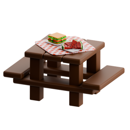 Miniatur-Picknicktisch aus Holz  3D Icon