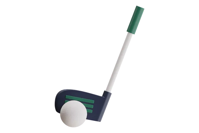 Minimalist Golf Club And Ball  3D Icon