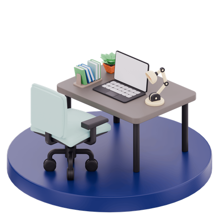 Minimalist Home Office Setup  3D Icon