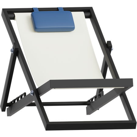 Minimalist Monochrome Deck Chair  3D Icon