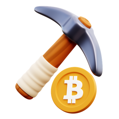 Mining Axe with Bitcoin  3D Icon