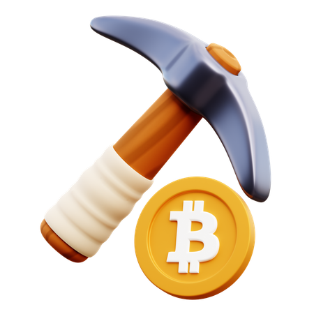 Mining-Axt mit Bitcoin  3D Icon