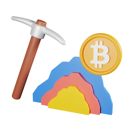 Mining Bitcoin Elements 3D Icon