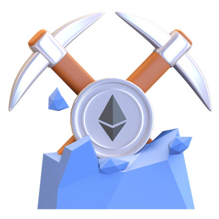 Mining Ethereum Crypto  3D Illustration