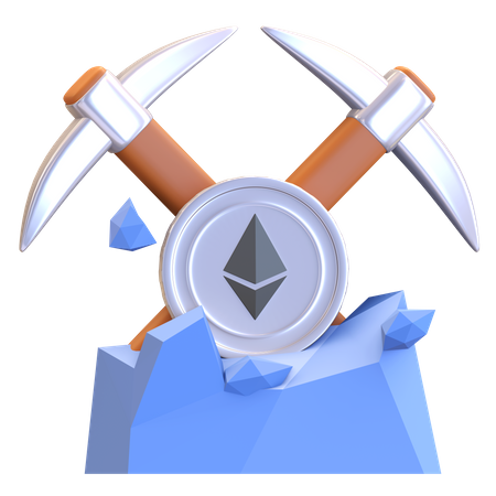 Mining Ethereum Crypto  3D Illustration