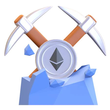 Mining Ethereum Crypto 3D Illustration