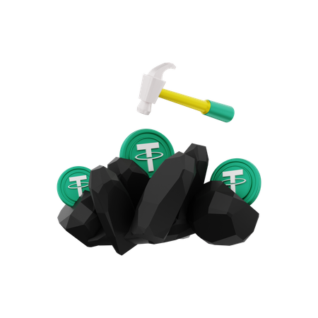 Mining Tether coin  3D Icon