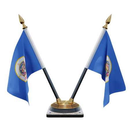 Soporte para bandera de escritorio doble (V) de Minnesota  3D Icon