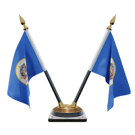 Soporte para bandera de escritorio doble (V) de Minnesota  3D Icon