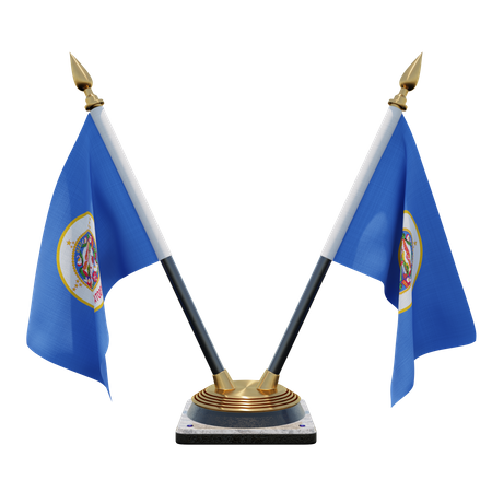 Minnesota Double Desk Flag Stand  3D Flag