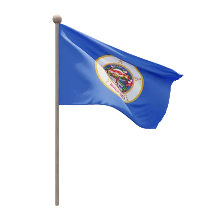 Minnesota Flag Pole  3D Illustration