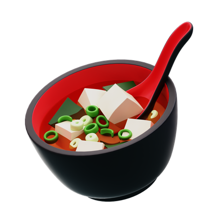 Miso Soup With Spoon  3D Icon