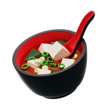 Miso Soup With Spoon  3D Icon