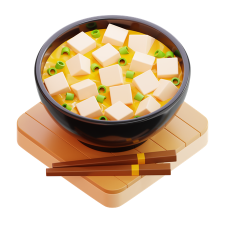 Miso Soup With Tofu  3D Icon