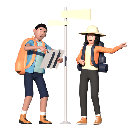 Missguided couple finding direction  3D Illustration