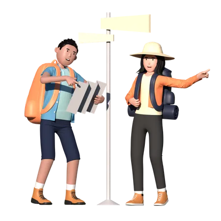Missguided couple finding direction  3D Illustration