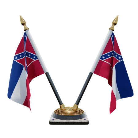 Mississippi Double Desk Flag Stand  3D Flag