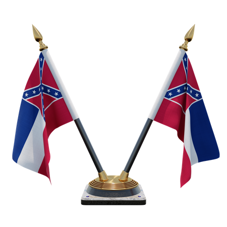Mississippi Double Desk Flag Stand  3D Illustration