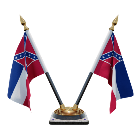 Mississippi Double (V) Desk Flag Stand  3D Icon