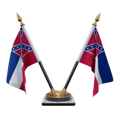 Mississippi Double (V) Desk Flag Stand  3D Icon