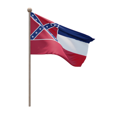 Mississippi Flag Pole  3D Illustration