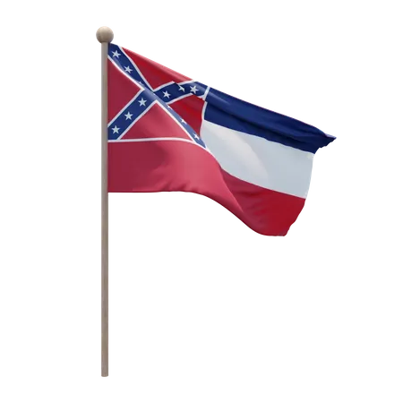 Mississippi Flagpole  3D Illustration