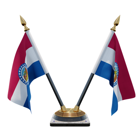 Missouri Double Desk Flag Stand  3D Flag