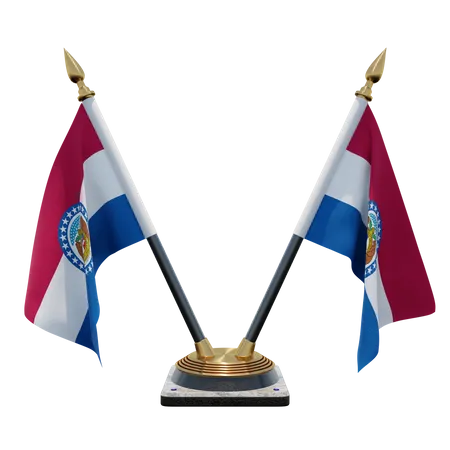 Missouri Double Desk Flag Stand  3D Flag