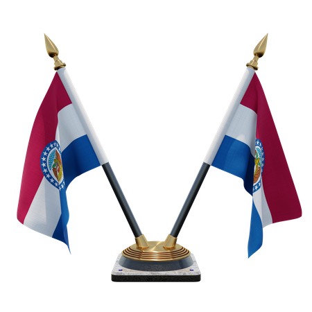 Missouri Double Desk Flag Stand  3D Illustration