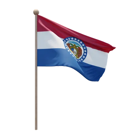 Missouri Flag Pole  3D Illustration