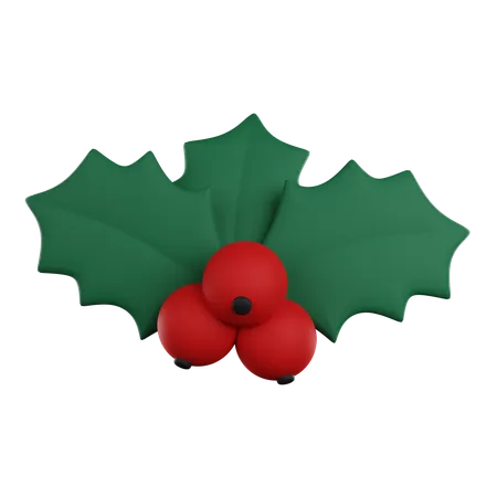 Christmas Holly 3 D Render 3D Icon