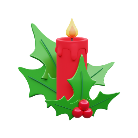 Mistletoe And Candle 3D Illustration