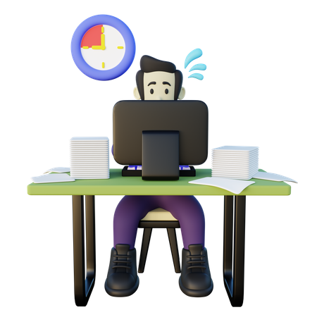 Mitarbeiter, der unter Zeitdruck arbeitet  3D Icon