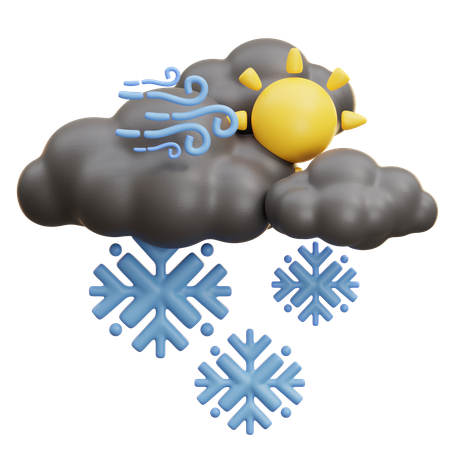 Mixed Sun And Moon Snow Cloud  3D Icon