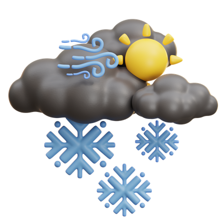 Mixed Sun And Moon Snow Cloud  3D Icon
