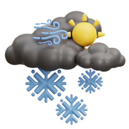 Mixed Sun And Moon Snow Cloud  3D Icon