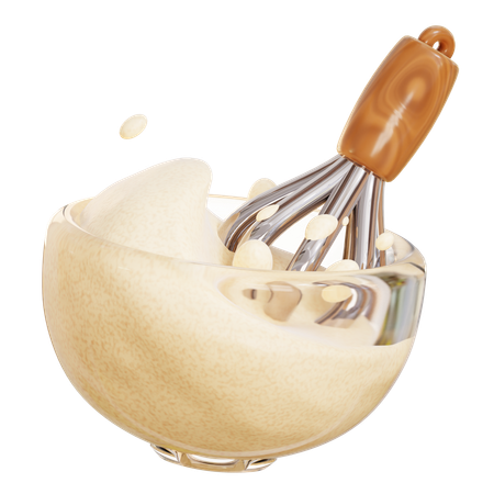 Mixing Bowl And Whisk  3D Icon