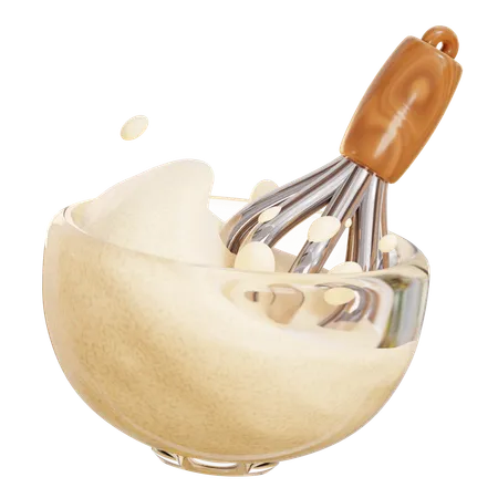 Mixing Bowl And Whisk  3D Icon