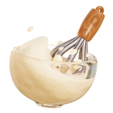 Mixing Bowl And Whisk  3D Icon