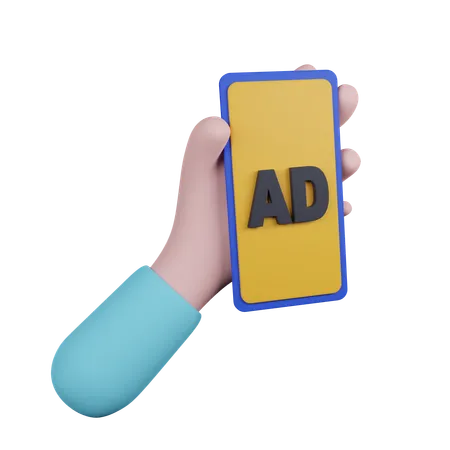 Mobile Ad 3 D Icon Contains PNG BLEND GLTF And OBJ Files 3D Icon