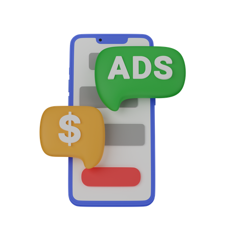 Mobile ads 3D Icon