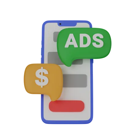 Smartphone Mobile Ads 3D Icon