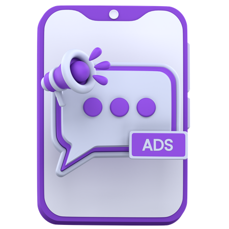 Mobile Ads Chat  3D Icon