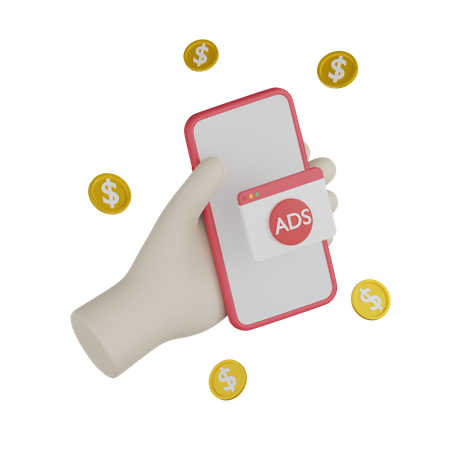Mobile Ads Earning 3D Icon