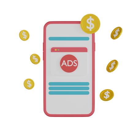 Mobile Ads Profit  3D Icon