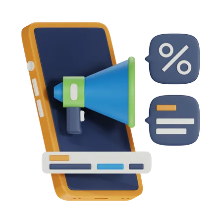 3 D Mobile Advertising Illustration 3D Icon