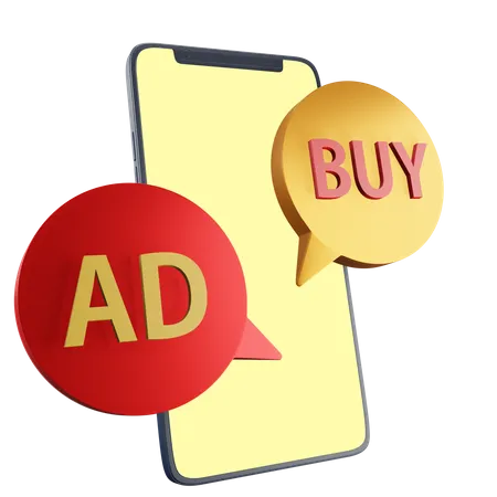 Mobile Advertising And Buy  3D Icon