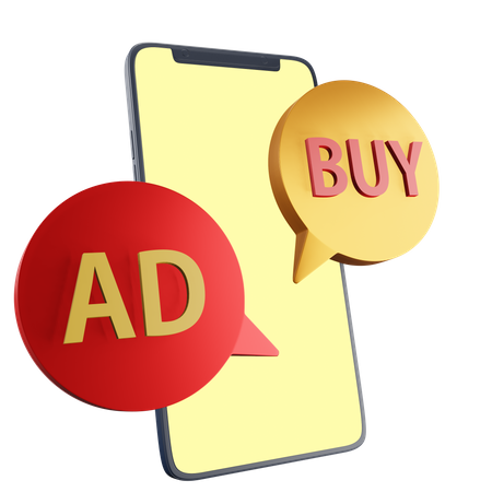 Mobile Advertising And Buy  3D Icon