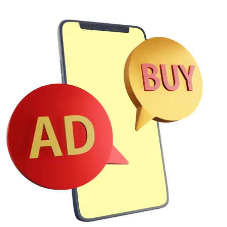 3 D PHONE ADS AND BUY WITH HIGH QUALITY RENDER AND TRANSPARENT BACKGROUND 3D Icon